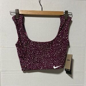 Nike Swim Maroon and White Dotted Sports Top Bra - reversible NWT